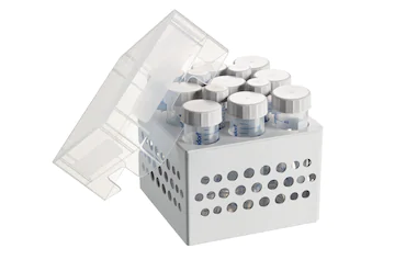 艾本德儲(chǔ)存盒 3 × 3, 可放置 9  個(gè) 50  mL 試管和 4  個(gè) 15  mL 試管，2  件，高 127  mm，5  英寸，聚丙烯材料，可耐受最低 -86  °C，高溫高壓滅菌，帶蓋子